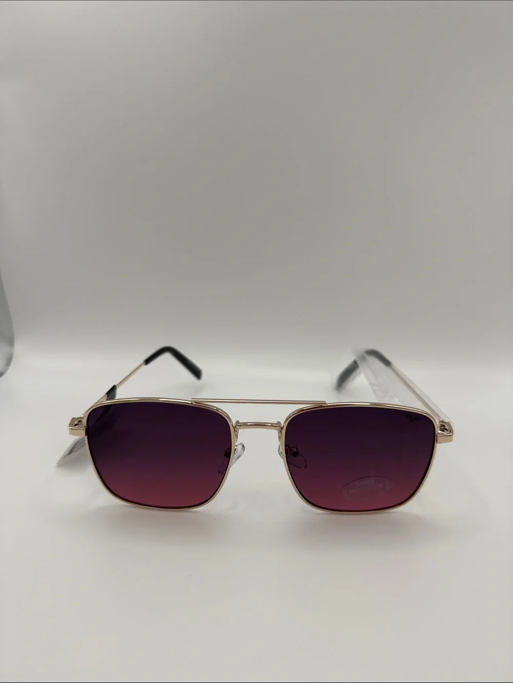 Gold Frame Sunglasses with Purple Gradient Lenses